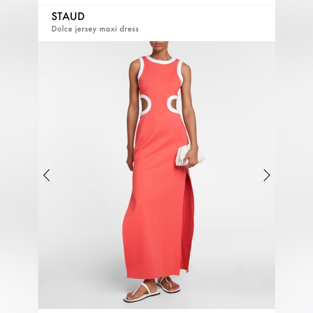 NWT Staud Dolce Dress in Hibiscus and white. Size small.
